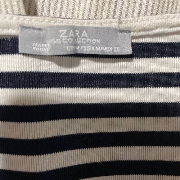 Zara Collection Womens Medium Striped Peplum/ Cold Shoulder Shirt - Picture 3 of 3